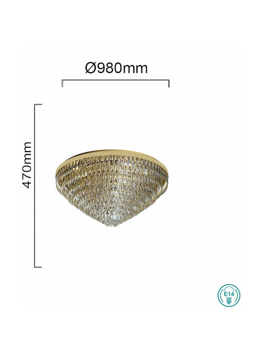 Eglo Valparaiso Vintage Πλαφονιέρα Οροφής με Ντουί E14 με Κρύσταλλα σε Χρυσό χρώμα 98cm 39461 - second view